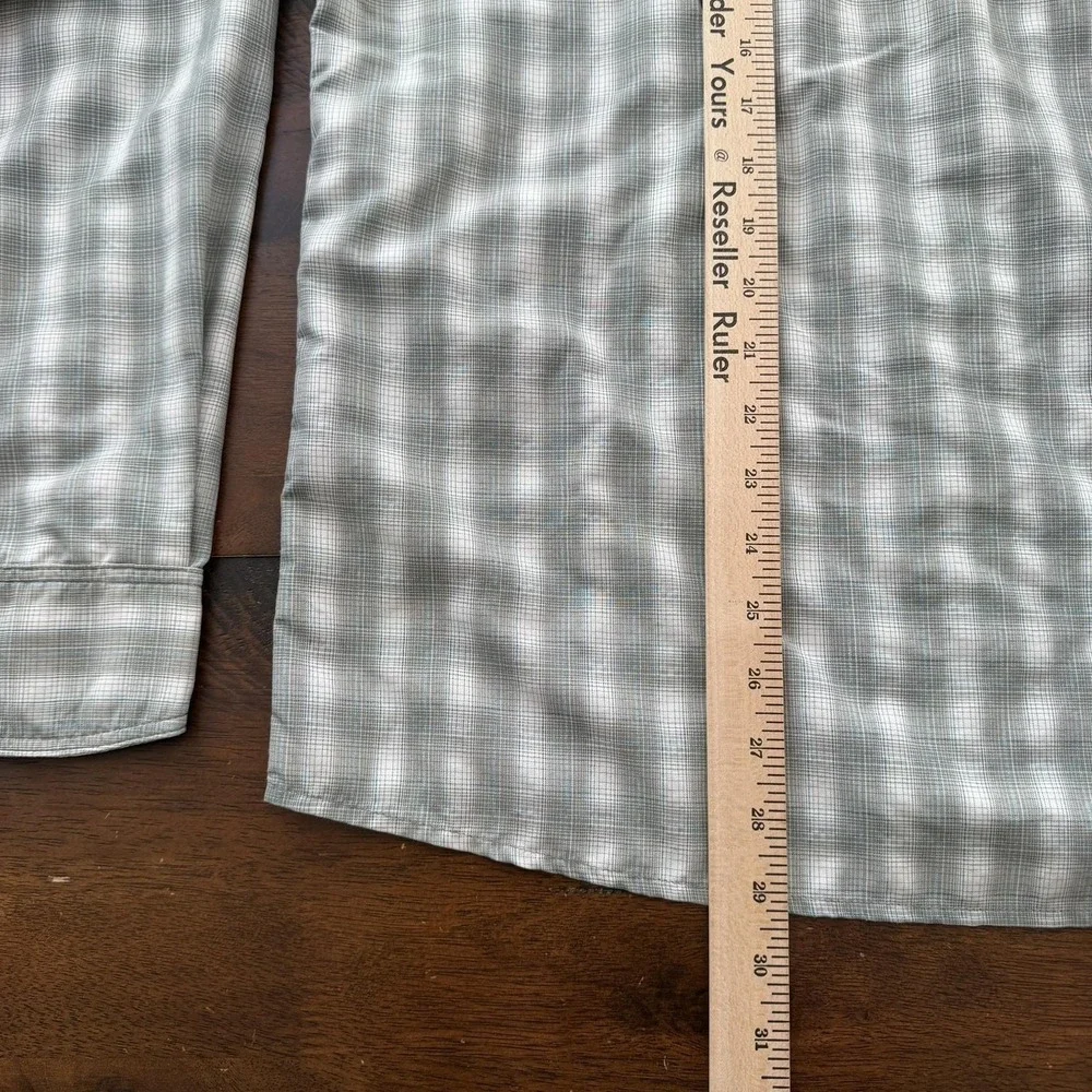 Simms Shirt Mens Medium Gray‎ Plaid Pearl Snap Long Sleeve Fishing Nylon Barfly - Picture 11 of 13